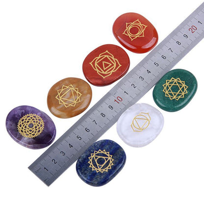 7 Chakras Natural Pocket Palm Stones
