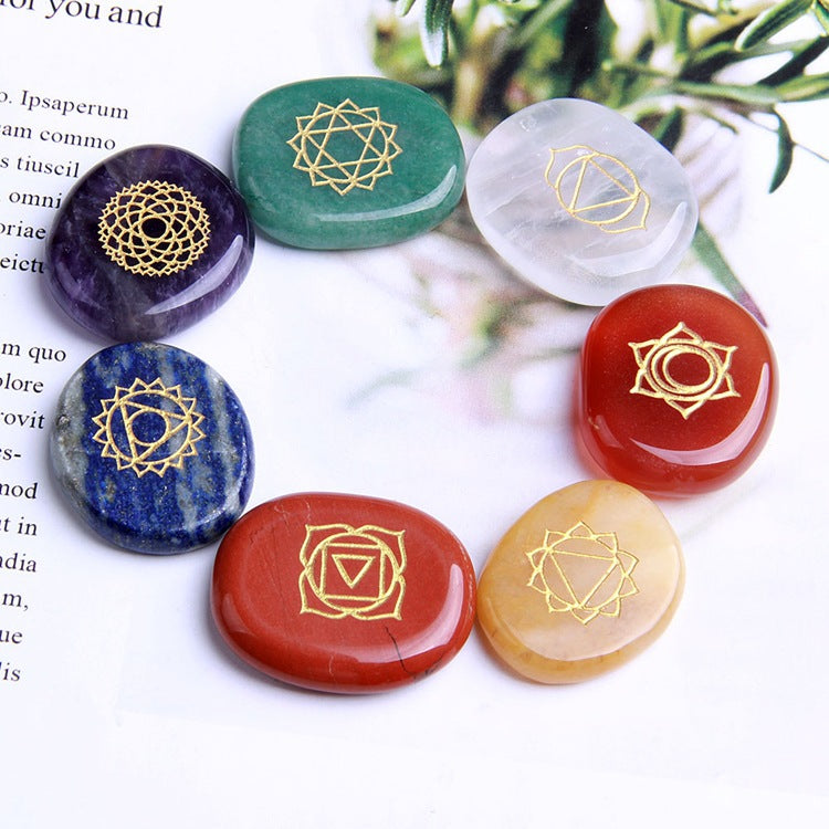 7 Chakras Natural Pocket Palm Stones