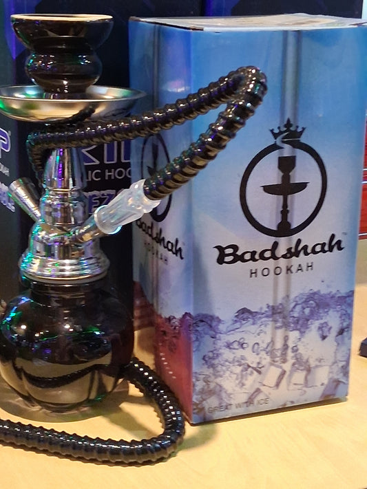 Badsha Small Black Mini Hookah with Ceramic Bowl & Hose