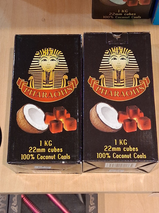 Pharaohs Hookah 1kg Coconut Cube Charcoal - 22mm (96 Pieces)