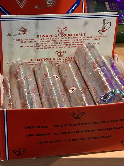 Three Kings Large Charcoal Box - Quick Light Hookah Coals